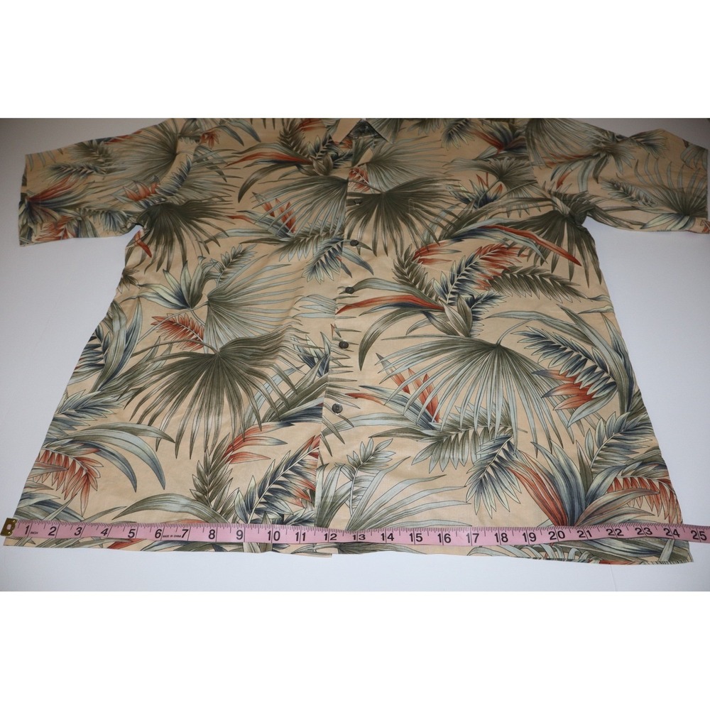 Tori Richard Honolulu Mens XL Tropical Palm Cruise Button Down Shirt Tan Green - Picture 6 of 10